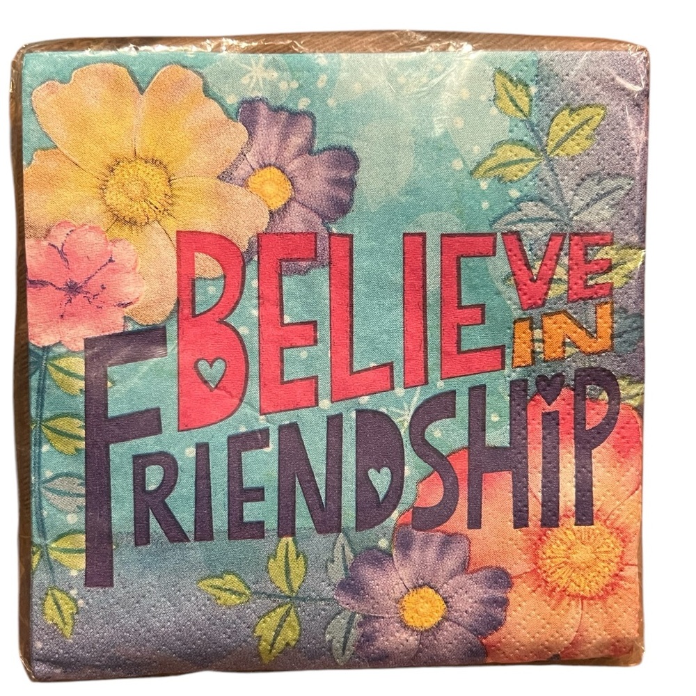 Colorful Floral Believe In Friendship Napkins